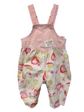 Infant Pink Strawberry-Print Girls' Overalls Blooms and Berries Health Tex 18mo